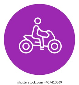 Man riding motorcycle line icon.