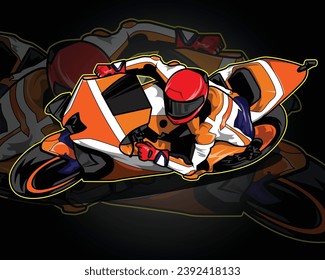 A man riding a motorcycle with the word on the front