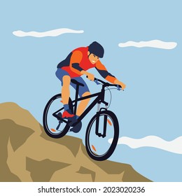 man riding mountain bike down hill