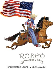 Man riding on horse in rodeo wild west