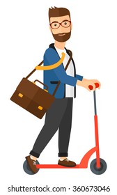 Man riding on scooter.