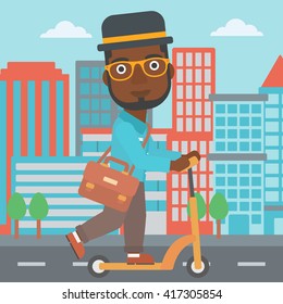 Man riding on scooter.
