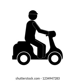 Man riding on scooter vector icon