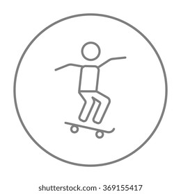 Man riding on skateboard  line icon.