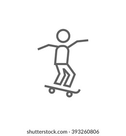 Man riding on skateboard  line icon.