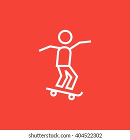 Man riding on skateboard  line icon.
