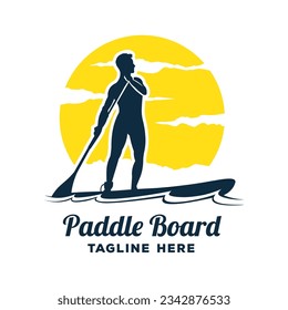 A Man riding Paddle Board vector illustration logo design