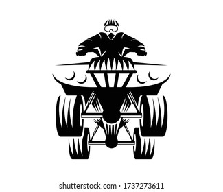 a Man Riding Quad Bike Illustration with Silhouette Style