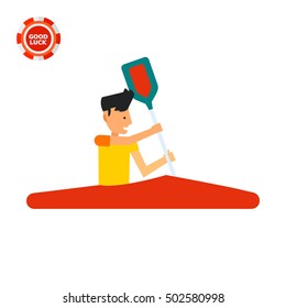 Man Riding Red Canoe Icon