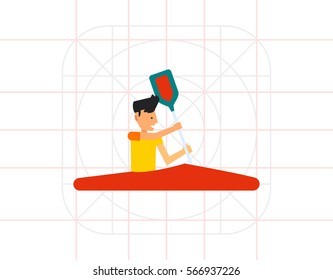 Man Riding Red Canoe Icon