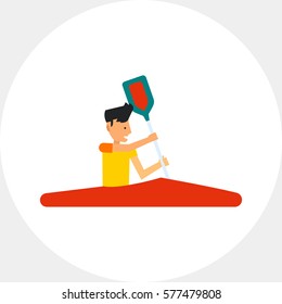 Man Riding Red Canoe Icon