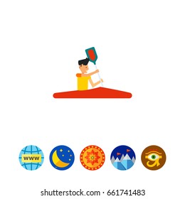 Man Riding Red Canoe Icon