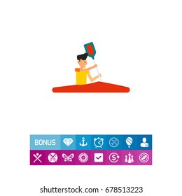 Man Riding Red Canoe Icon
