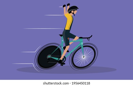 Man riding a route bicycle - Vector illustration