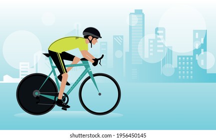 Man riding a route bicycle - Vector illustration