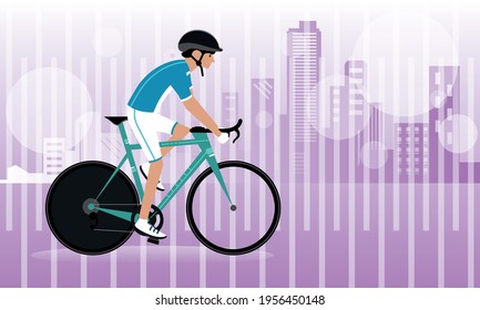 Man riding a route bicycle - Vector illustration