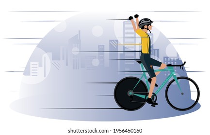 Man riding a route bicycle - Vector illustration