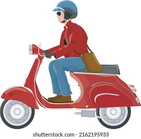A man riding a scooter