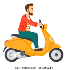 Man riding scooter.