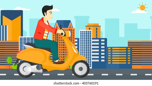 Man riding scooter.