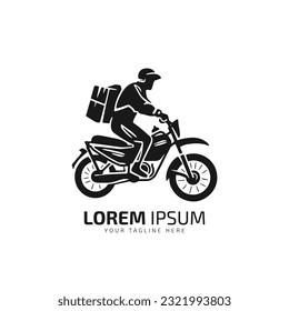 A man is riding a scooter bike logo vector. Delivery icon