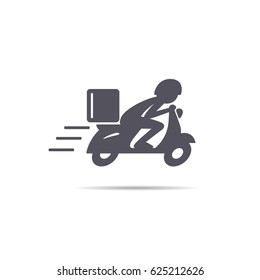 A man is riding a scooter. Delivery icon