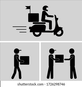 A Man Is Riding A Scooter. Delivery Icon.delivery Bike Icon Illustration. Delivery Man.