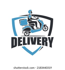 Man Riding Scooter Delivery Logo Vector Stock Vector (Royalty Free ...