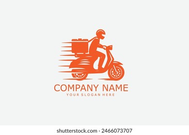 Un hombre está montando un scooter. entrega logo Plantilla de Vector