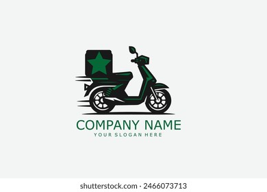 A man is riding a scooter. delivery logo vector template
