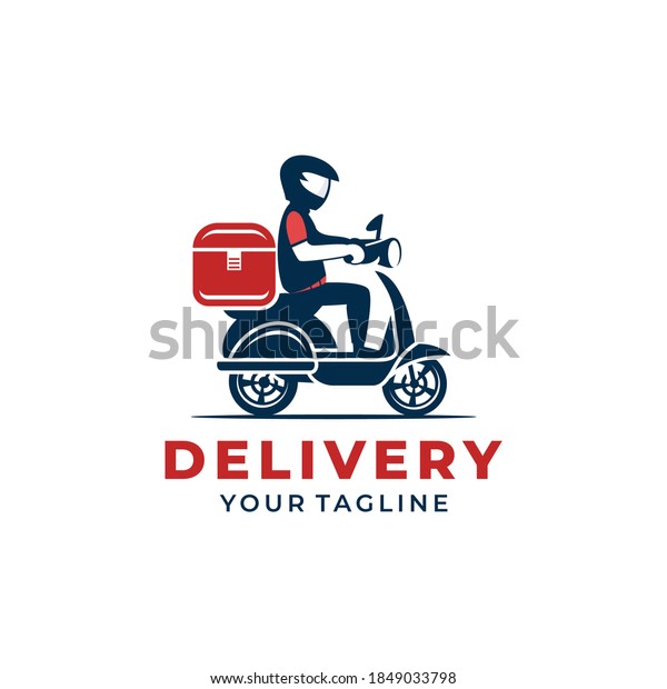 A man is riding a\
scooter. delivery logo