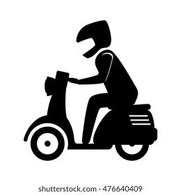 man riding scooter motorcycle transport vehicle silhouette vector illustration