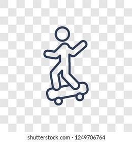 man riding Skateboarding icon. Trendy linear man riding Skateboarding logo concept on transparent background from People collection