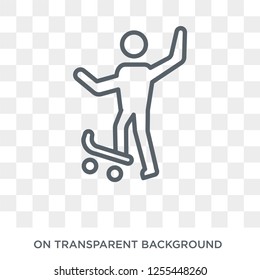 man riding Skateboarding icon. Trendy flat vector man riding Skateboarding icon on transparent background from People collection. High quality filled man riding Skateboarding symbol use for web and