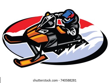 Man Riding Snow Mobile