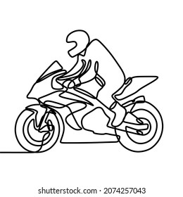 man riding sport race motorcycle oneline continuous single line art