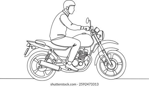 A Man Riding Sporty Bike Line Art – Minimalist One-Line Motorcycle Illustration