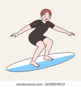 Man Riding a Surfboard – Summer Vector Illustration