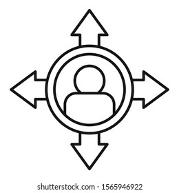 Man right decision icon. Outline man right decision vector icon for web design isolated on white background