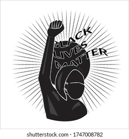 A Man rise his hand up in the middle of sun light For Black Lives Matter Vector Design