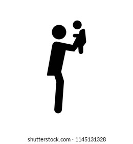 Man rising his baby from side view icon vector icon. Simple element illustration. Man rising his baby from side view symbol design. Can be used for web and mobile.