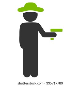 Man Robber vector icon. Style is bicolor flat symbol, eco green and gray colors, rounded angles, white background.