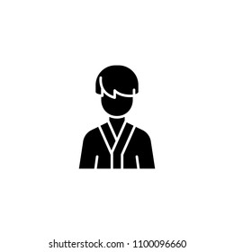 Man in robe black icon concept. Man in robe flat  vector symbol, sign, illustration.