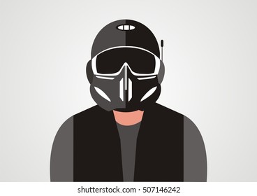 man with robot helmet