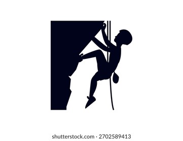 man rock climbing climber bouldering sports men male person cliff emoji symbol sign icon vector illustration isolated flat
