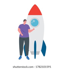 man with rocket design, Start up plan idea strategy and marketing theme Vector illustration