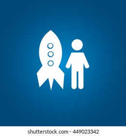 Man and rocket icon vector