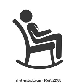 Man in Rocking Chair Icon. Vector