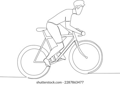 A man rode a bicycle quickly. World bicycle day one-line drawing