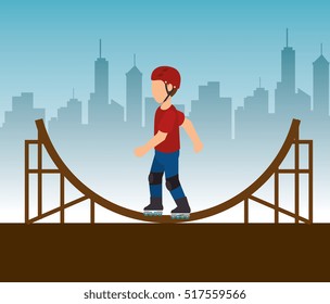 man with roller skating extreme sport